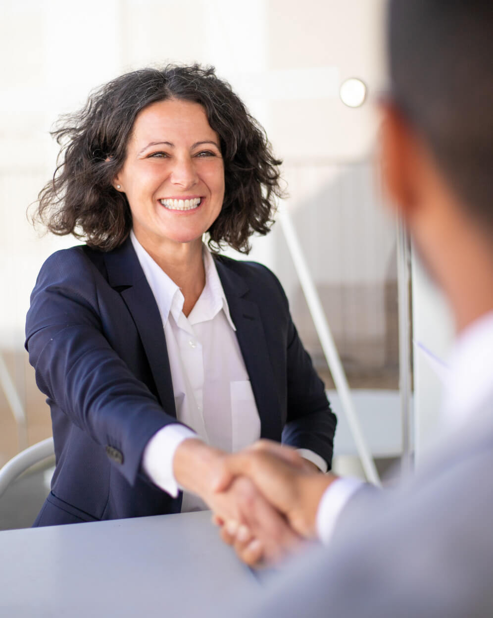 business woman shaking hands